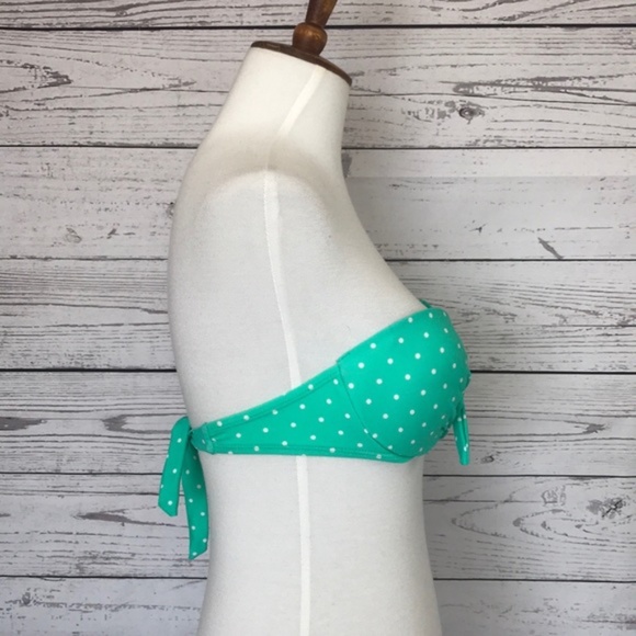 XHILARATION Bandeau Green Polkadot Bikini Top SZ Small - Picture 4 of 7